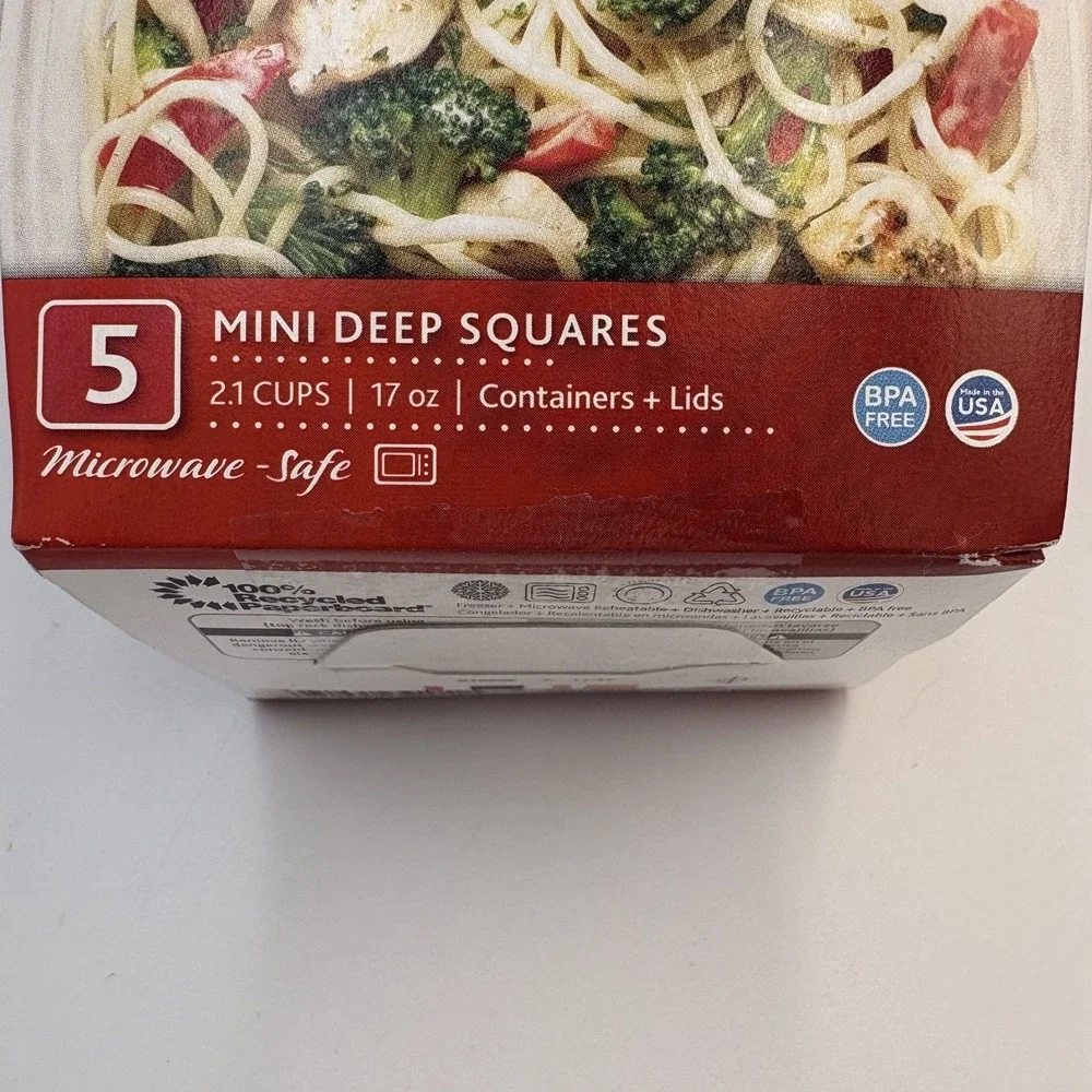 Rubbermaid TakeAlongs 2.1 Cup Deep Square Food Storage Containers‎ Set of 5 Red